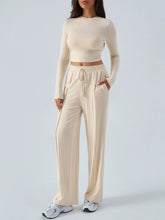Round Neck Long Sleeve Top and Pants Set OutfitFlow